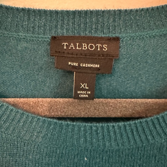 Talbots Pure Cashmere Teal Sweater - Picture 3 of 4